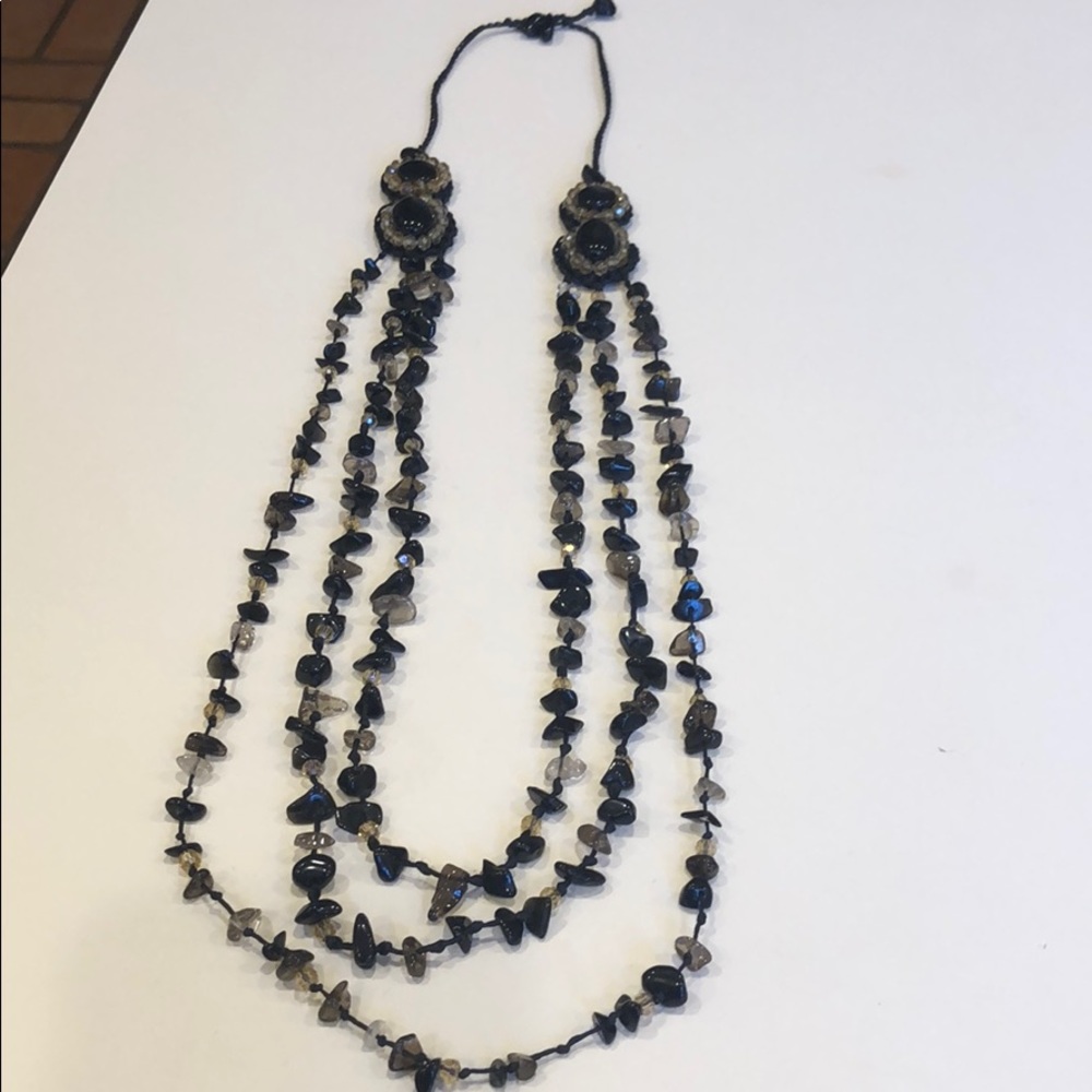 34” black and brown beaded necklace